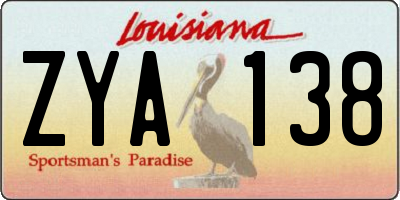 LA license plate ZYA138