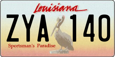 LA license plate ZYA140