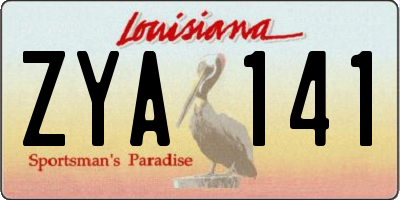 LA license plate ZYA141