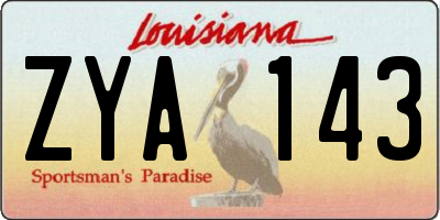LA license plate ZYA143