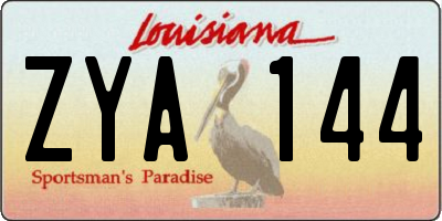 LA license plate ZYA144
