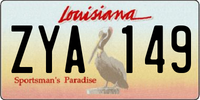 LA license plate ZYA149
