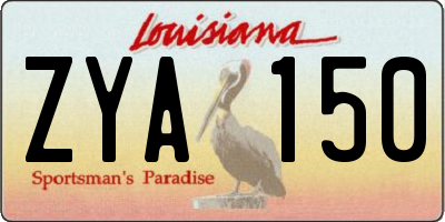 LA license plate ZYA150