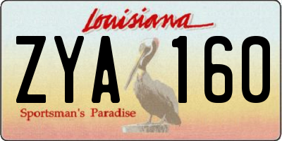 LA license plate ZYA160