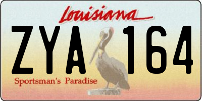 LA license plate ZYA164