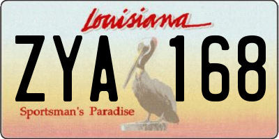 LA license plate ZYA168
