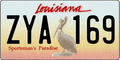 LA license plate ZYA169