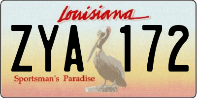 LA license plate ZYA172