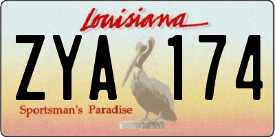 LA license plate ZYA174