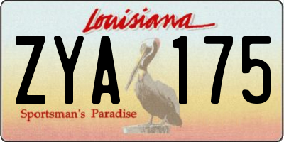 LA license plate ZYA175