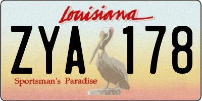 LA license plate ZYA178