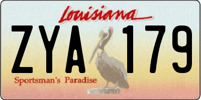 LA license plate ZYA179