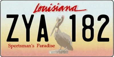 LA license plate ZYA182