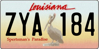 LA license plate ZYA184