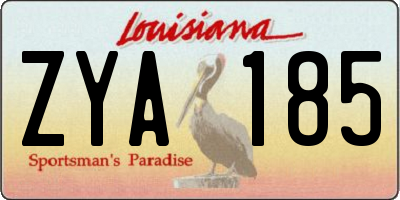 LA license plate ZYA185