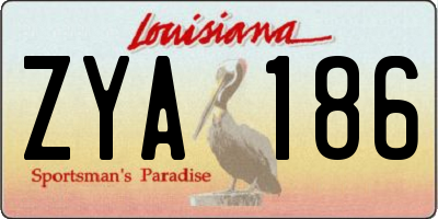 LA license plate ZYA186