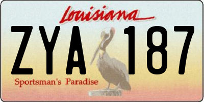 LA license plate ZYA187
