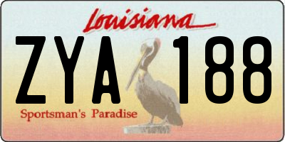 LA license plate ZYA188