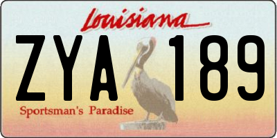 LA license plate ZYA189