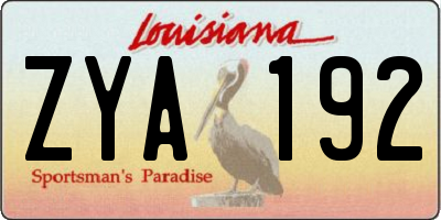 LA license plate ZYA192