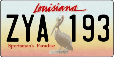 LA license plate ZYA193