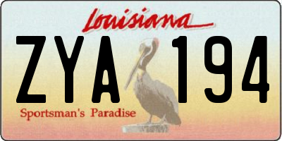 LA license plate ZYA194