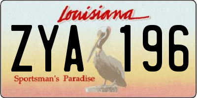LA license plate ZYA196