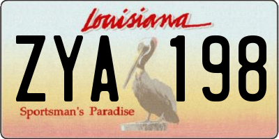 LA license plate ZYA198