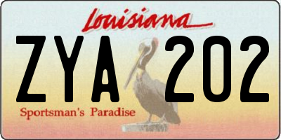 LA license plate ZYA202