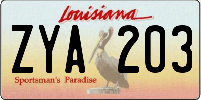 LA license plate ZYA203