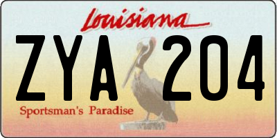 LA license plate ZYA204