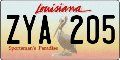 LA license plate ZYA205