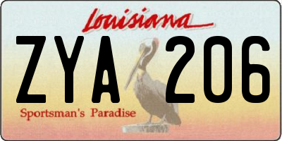 LA license plate ZYA206