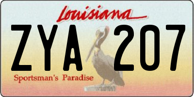 LA license plate ZYA207