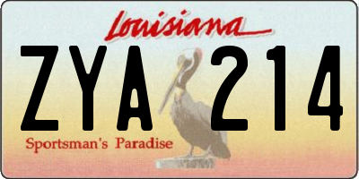 LA license plate ZYA214