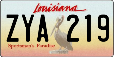 LA license plate ZYA219