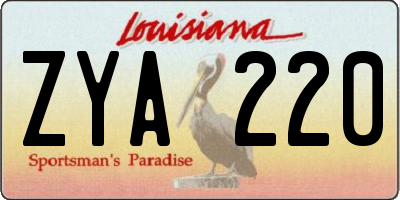 LA license plate ZYA220