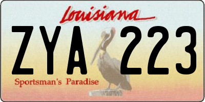 LA license plate ZYA223