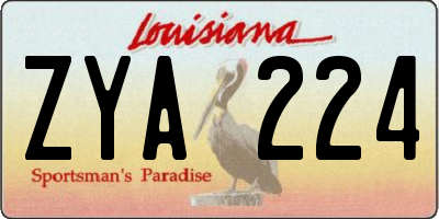 LA license plate ZYA224