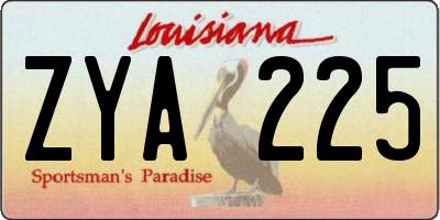 LA license plate ZYA225