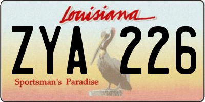 LA license plate ZYA226