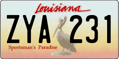 LA license plate ZYA231