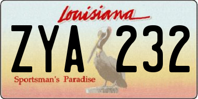 LA license plate ZYA232