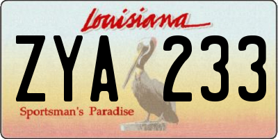 LA license plate ZYA233
