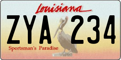 LA license plate ZYA234