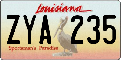 LA license plate ZYA235