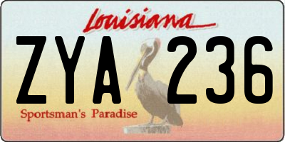 LA license plate ZYA236