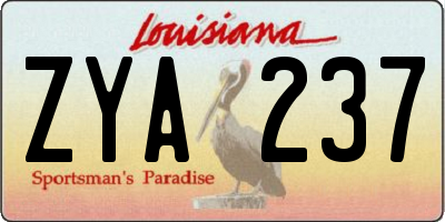 LA license plate ZYA237