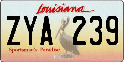 LA license plate ZYA239