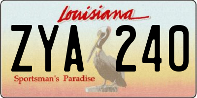 LA license plate ZYA240